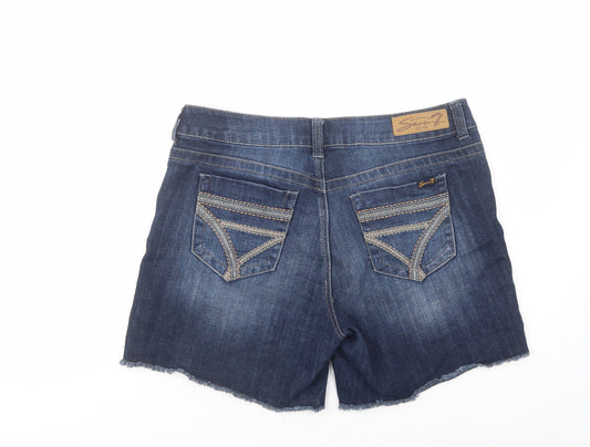 Seven Womens Blue Cotton Cut-Off Shorts Size 34 in L6 in Regular Button