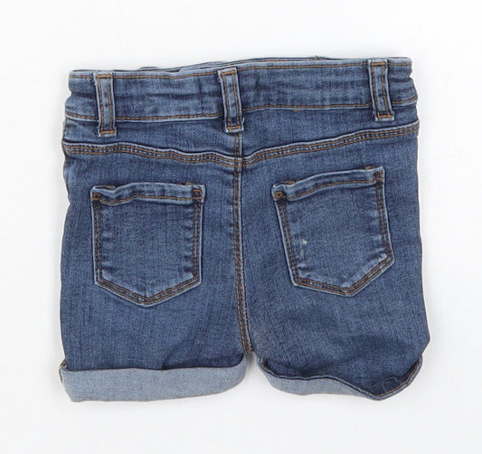 Primark Girls Blue Cotton Cropped Jeans Size 6-9 Months Button