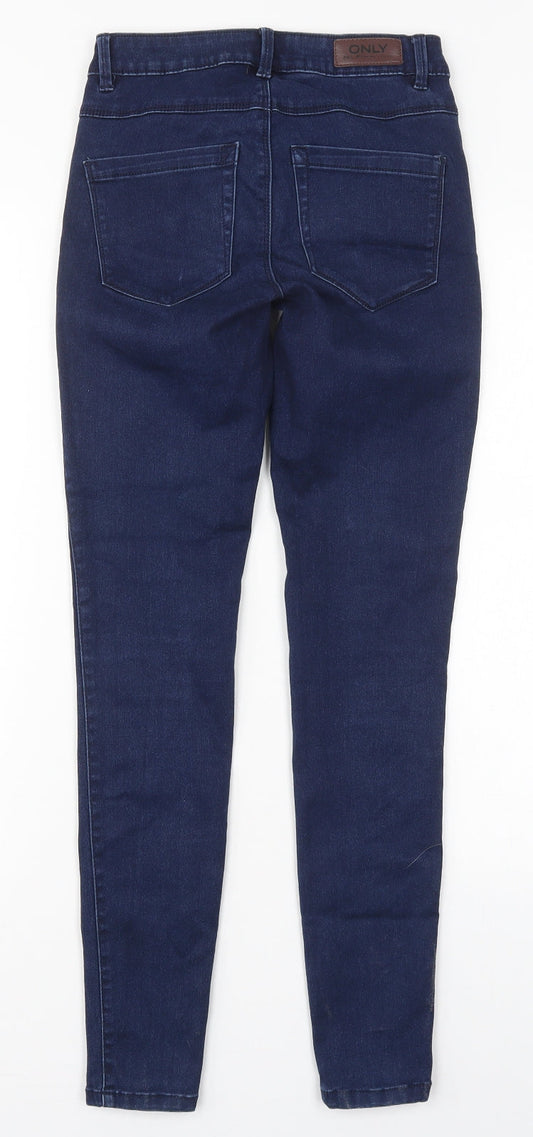 Only Womens Blue Cotton Skinny Jeans Size S L30 in Regular Button