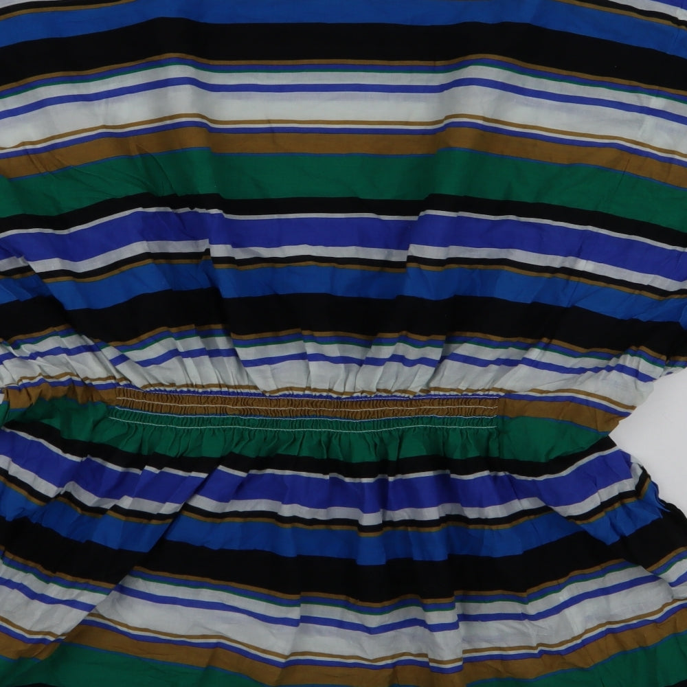 NEXT Womens Multicoloured Striped 100% Cotton A-Line Size M V-Neck Pullover - Beach cover up