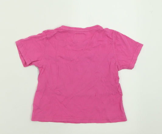 Threadgirls Girls Pink Cotton Cropped T-Shirt Size 7-8 Years Crew Neck Pullover - Power