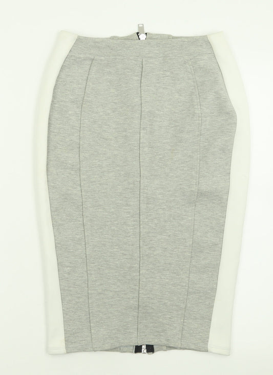 River Island Womens Grey Polyester A-Line Skirt Size 8 Zip