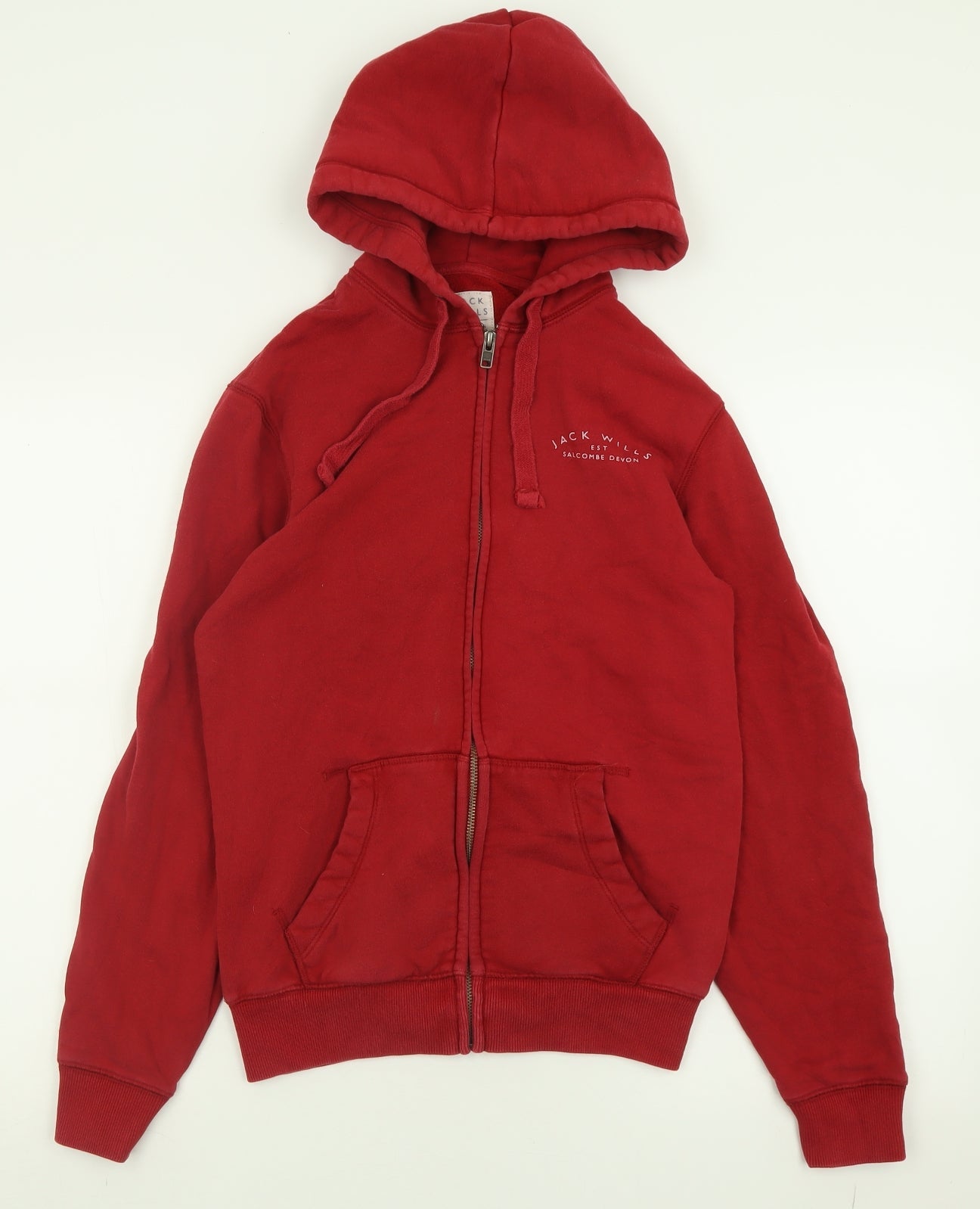 Jack Wills Mens Red  Cotton Full Zip Hoodie Size XS