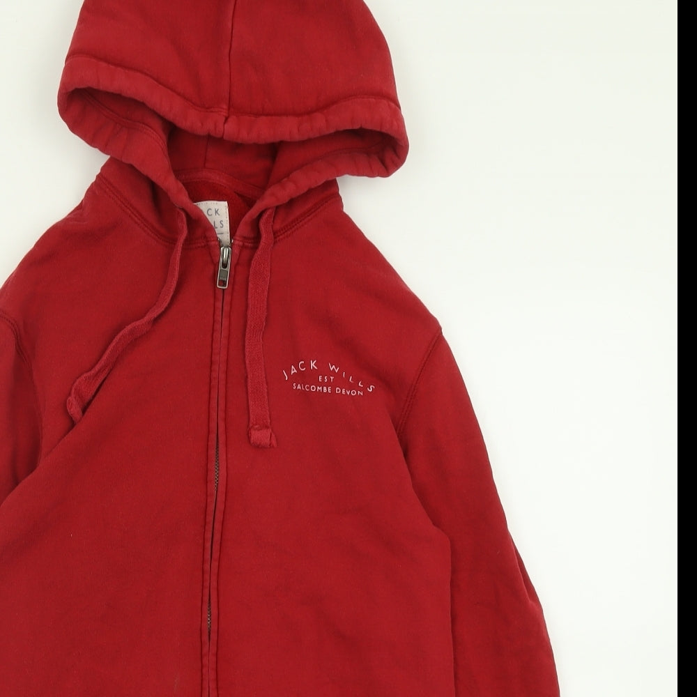 Jack Wills Mens Red  Cotton Full Zip Hoodie Size XS