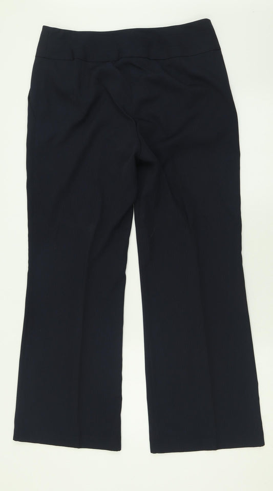 Marks and Spencer Womens Blue Polyester Trousers Size 12 L29 in Regular Button
