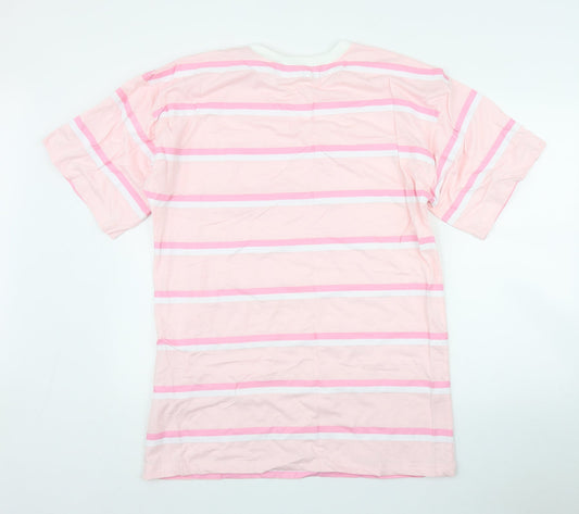 Missguided Womens Pink Striped Polyester T-Shirt Dress Size 6 Round Neck Pullover