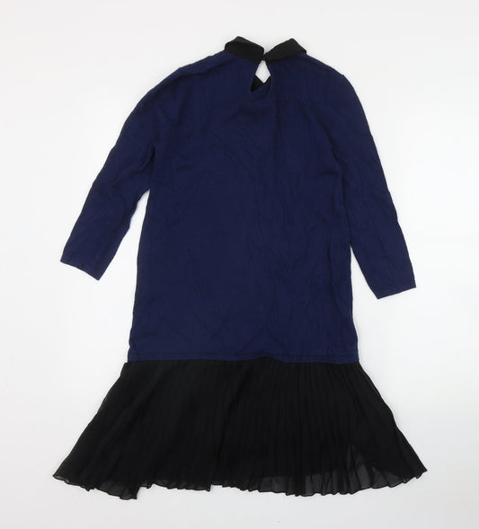 ASOS Womens Blue Cotton Jumper Dress Size 6 Collared Button