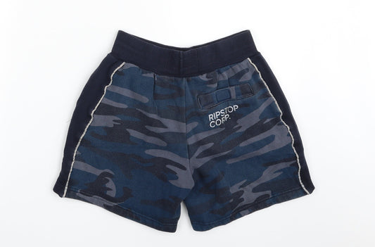 Ripstop Boys Blue Camouflage Cotton Sweat Shorts Size M Regular Drawstring