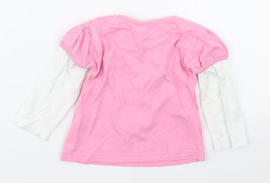 Blue Zoo Girls Pink 100% Cotton Basic T-Shirt Size 9-12 Months Round Neck Pullover - Mummy's Little Angel