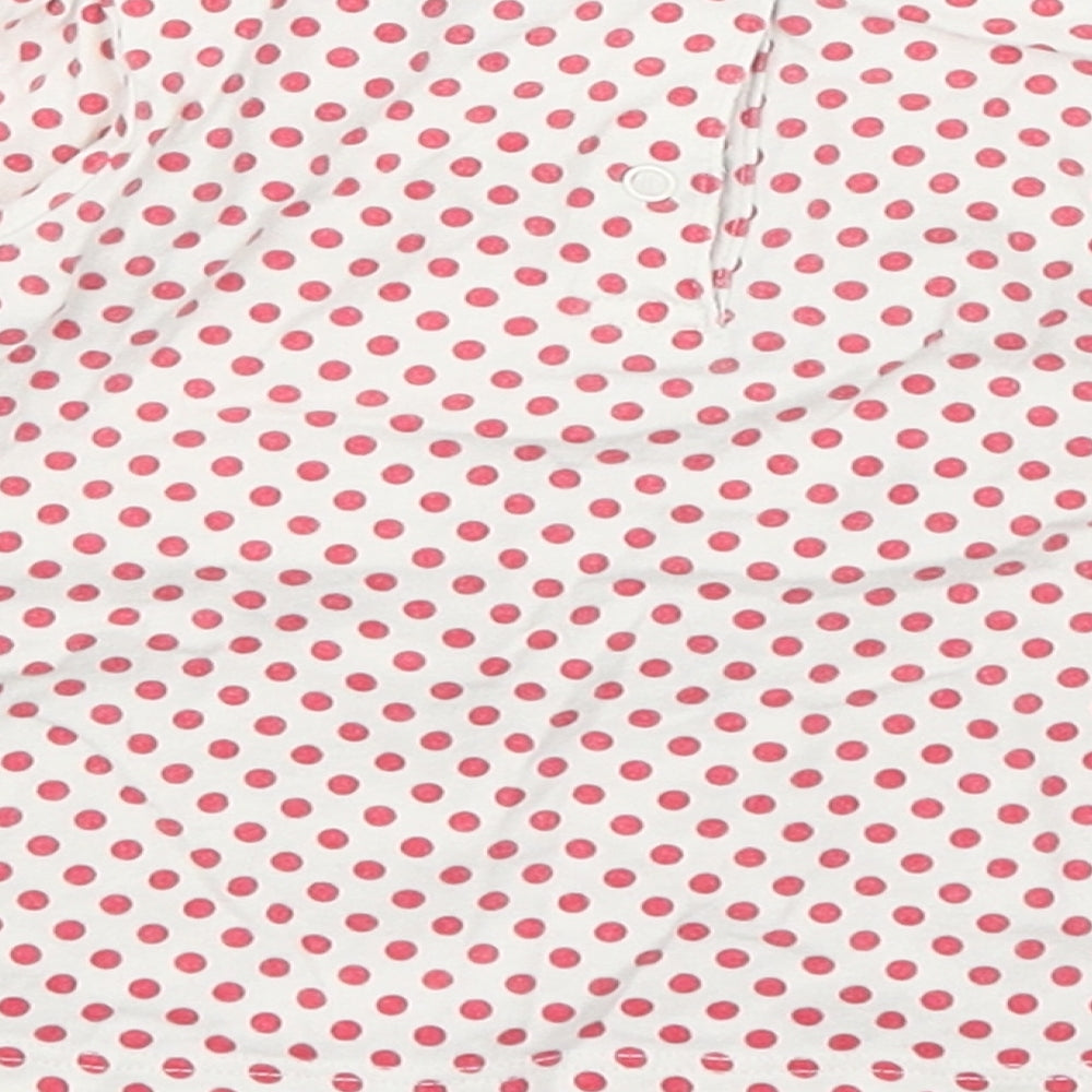 Gap Girls White Polka Dot 100% Cotton Basic T-Shirt Size 6-9 Months Scoop Neck Button
