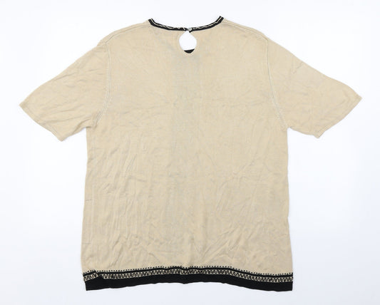 Riddella Womens Beige Viscose Basic Blouse Size 16 Round Neck