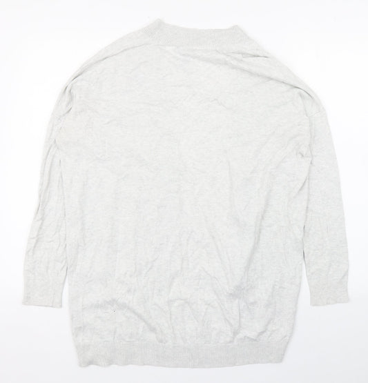 Gap Womens Grey V-Neck Cotton Cardigan Jumper Size S
