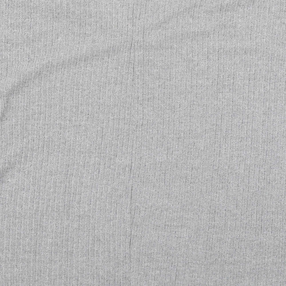 Preworn Womens Grey V-Neck Polyester Pullover Jumper Size L