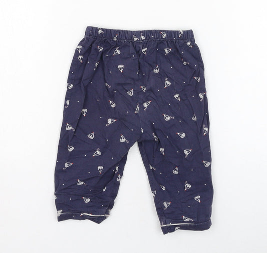 mamas & papas Boys Blue Cotton Jogger Trousers Size 9-12 Months Pullover - Boats