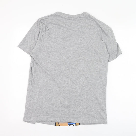 F&F Mens Grey Cotton T-Shirt Size M Round Neck - Christmas, Oh deer