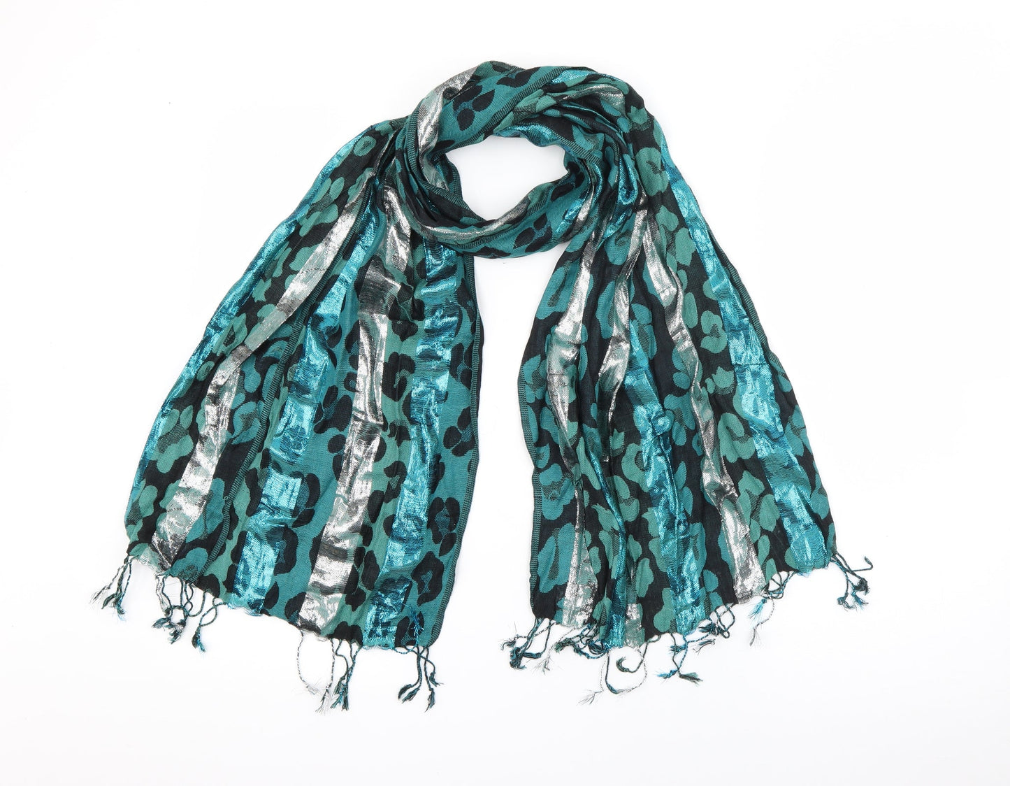 M&Co Womens Blue Geometric Viscose Scarf