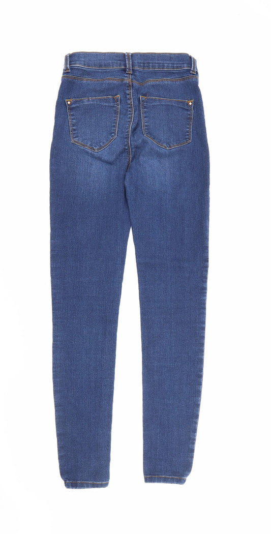 Dorothy Perkins Womens Blue Cotton Skinny Jeans Size 8 L28 in Regular Button