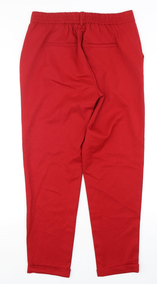 VERO MODA Mens Red Polyester Trousers Size M L28 in Regular