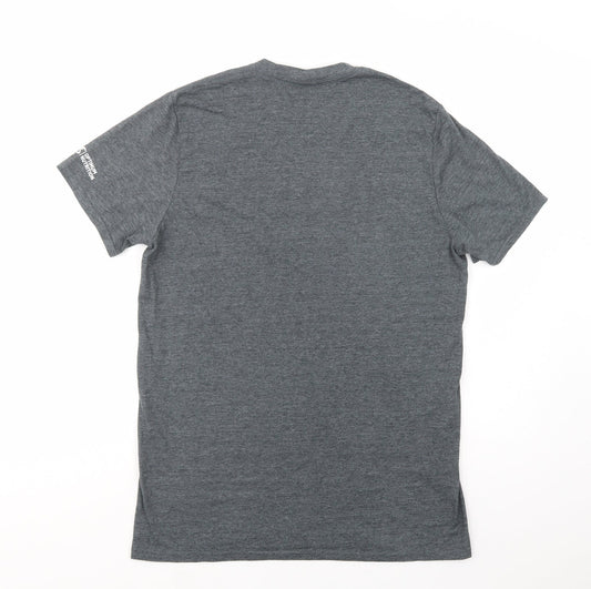 Gildan Mens Grey Polyester T-Shirt Size L Crew Neck