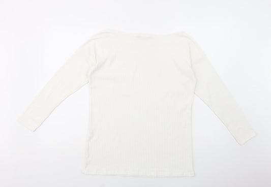 Boohoo Womens White Boat Neck Polyester Pullover Jumper Size 10
