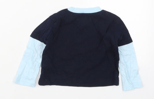 Early Days Boys Blue Cotton Basic T-Shirt Size 6-9 Months Crew Neck Pullover - Dad's Little Hero