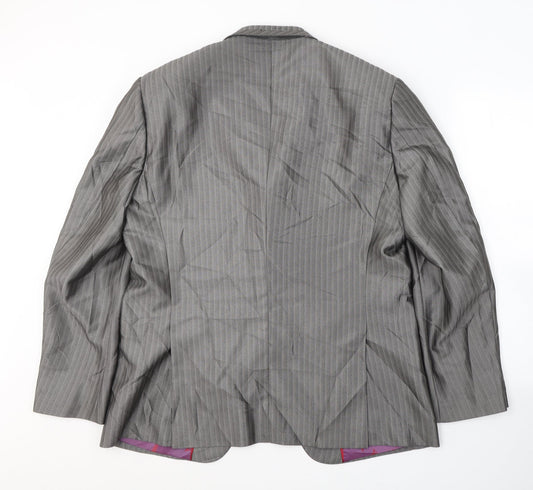 Milan Collection Mens Grey Striped Polyester Jacket Suit Jacket Size 44