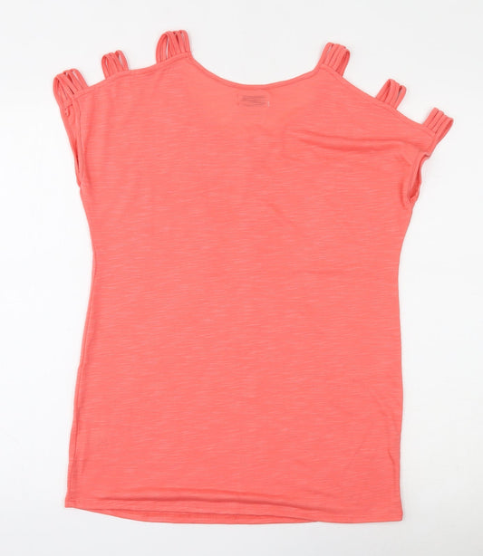Papaya Womens Pink Polyester Jersey Blouse Size S Round Neck