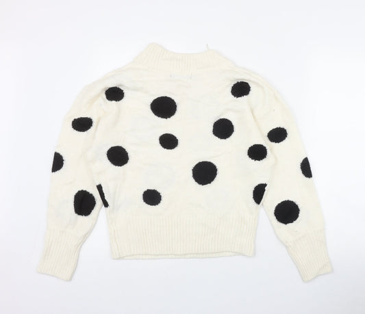 Marks and Spencer Womens Ivory Round Neck Polka Dot Acrylic Pullover Jumper Size S