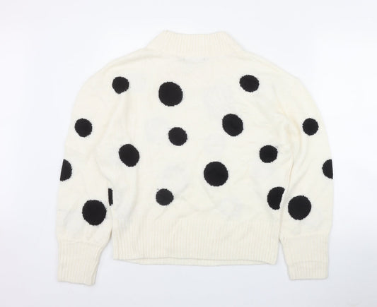 Marks and Spencer Womens Ivory Round Neck Polka Dot Acrylic Pullover Jumper Size M