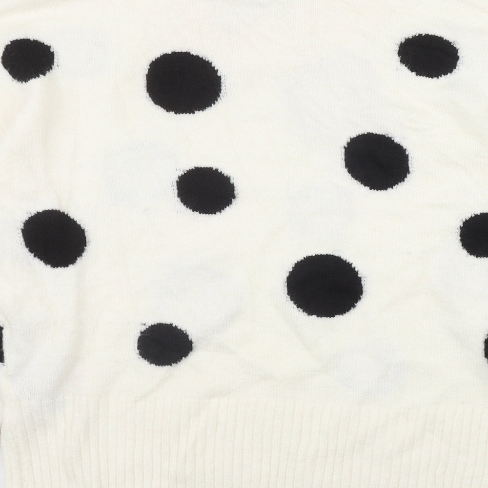 Marks and Spencer Womens Ivory Round Neck Polka Dot Acrylic Pullover Jumper Size M