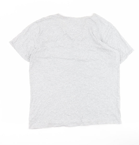 Marks and Spencer Womens Grey 100% Cotton Basic T-Shirt Size M Round Neck - Slogan