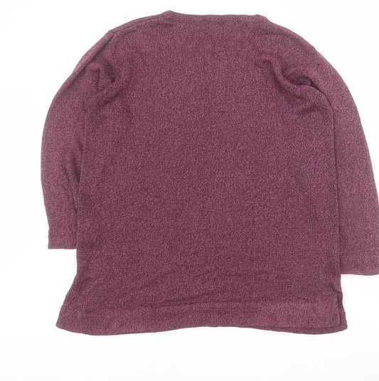 Damart Womens Purple Crew Neck Acrylic Pullover Jumper Size 14