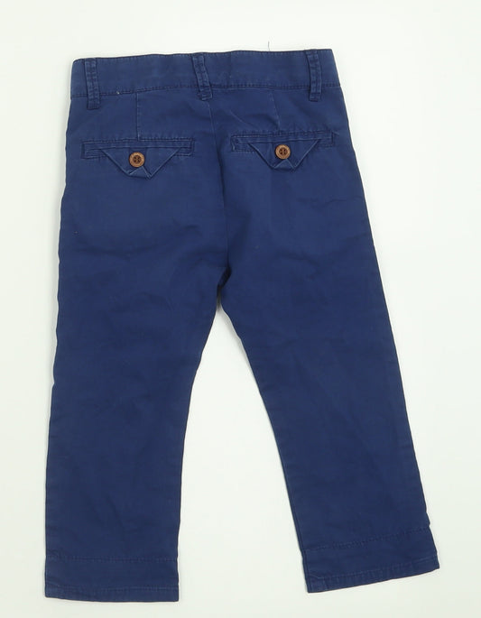 name it Boys Blue Cotton Chino Trousers Size 2 Years Regular Button