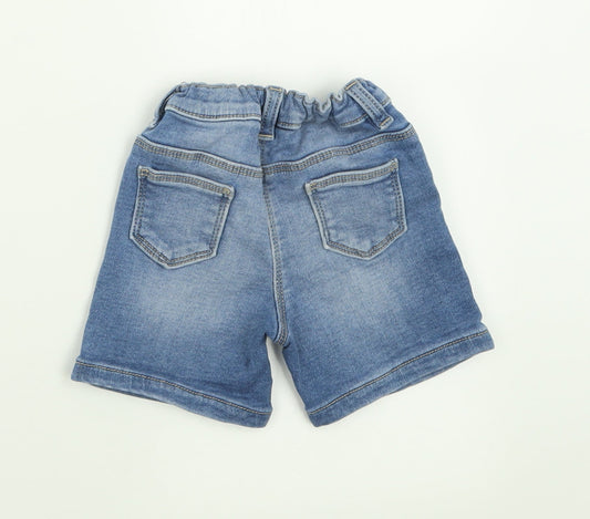 Matalan Girls Blue Cotton Cropped Jeans Size 9-12 Months Button