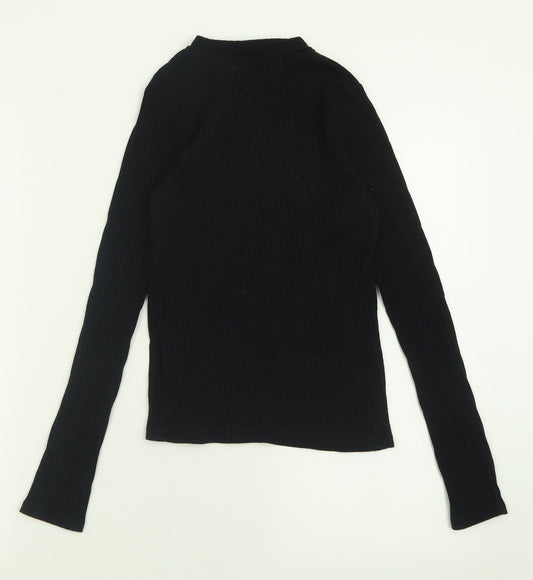 River Island Womens Black Crew Neck Cotton Pullover Jumper Size 8