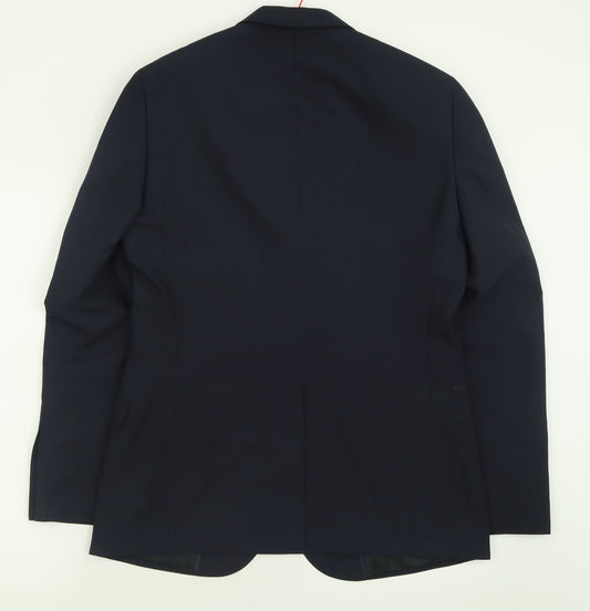 TU Mens Blue Polyester Jacket Suit Jacket Size 40