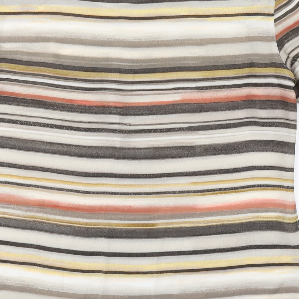Gerry Weber Womens Multicoloured Striped Polyester Basic Blouse Size 14 Round Neck