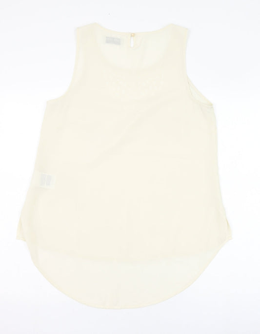 VERO MODA Womens Ivory Polyester Basic Blouse Size M Round Neck