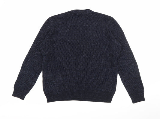 George Mens Blue Crew Neck Acrylic Pullover Jumper Size M