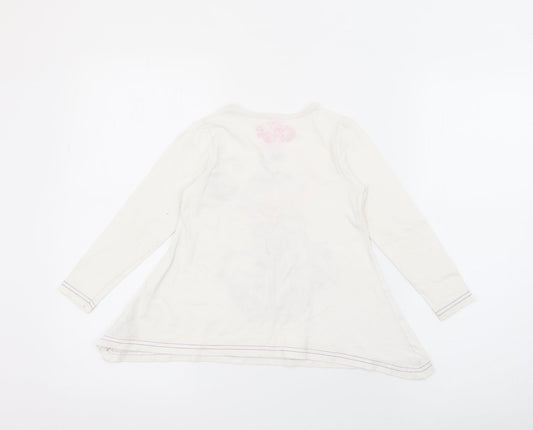 Dunnes Stores Girls White Cotton Pullover T-Shirt Size 5 Years Crew Neck