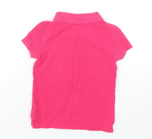 Nautica Girls Pink Cotton Basic Polo Size 4 Years Collared Pullover