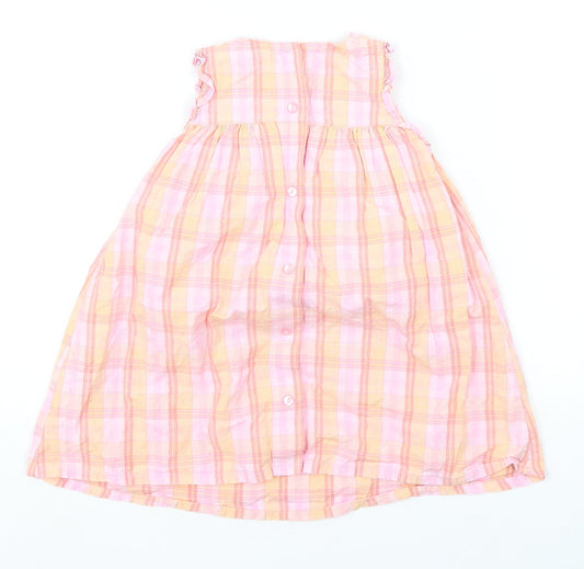 NEXT Girls Multicoloured Plaid Cotton A-Line Size Newborn Round Neck