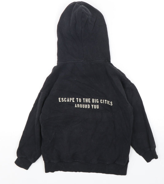 Zara Boys Black Cotton Pullover Hoodie Size 6 Years Pullover - USA