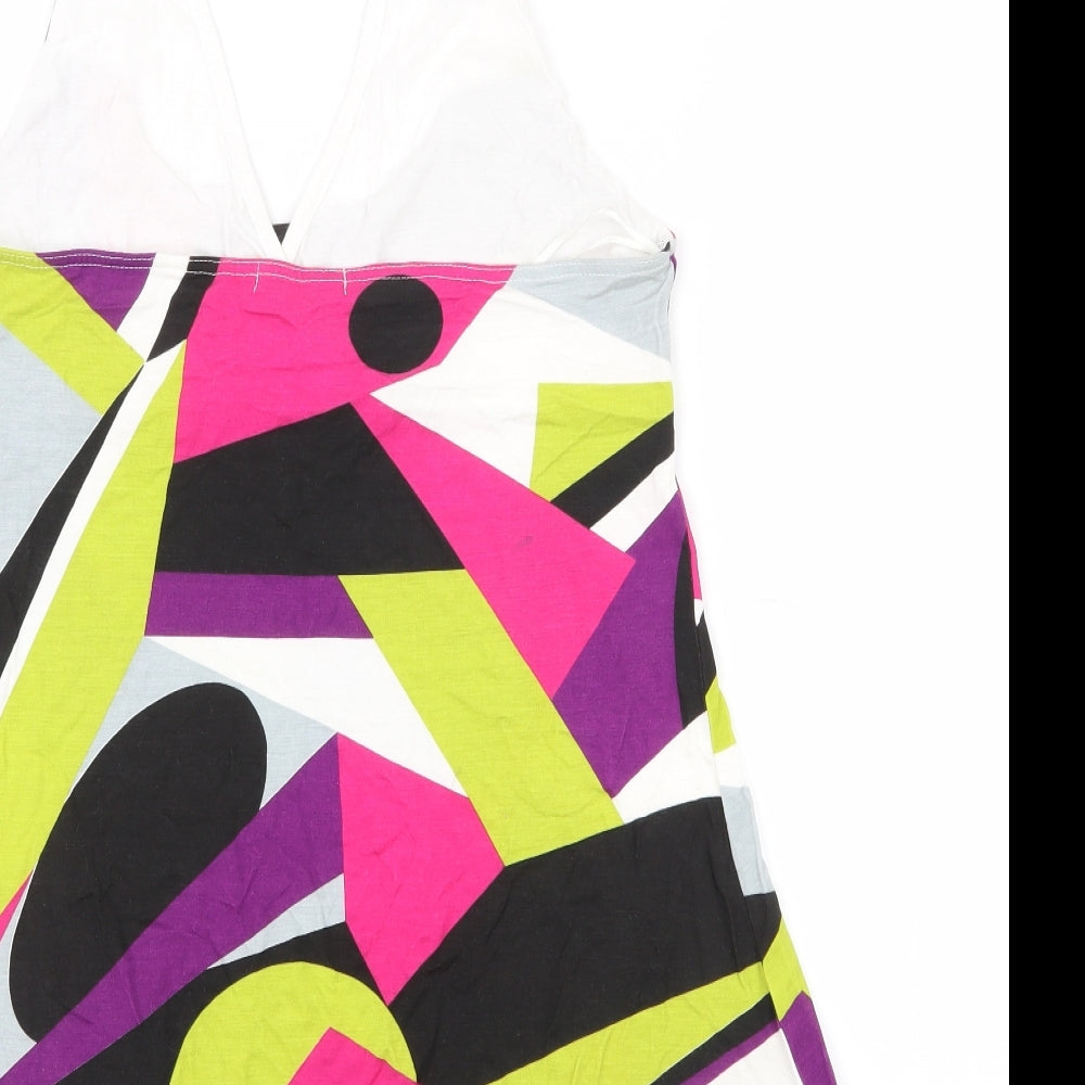 MK Womens Multicoloured Geometric Viscose Tunic Tank Size 16 Halter