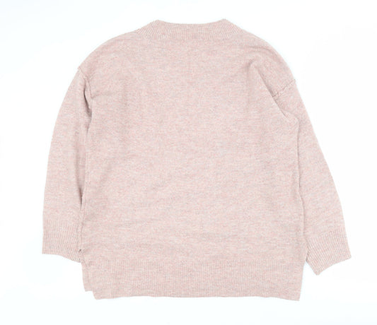 TU Mens Pink V-Neck Acrylic Pullover Jumper