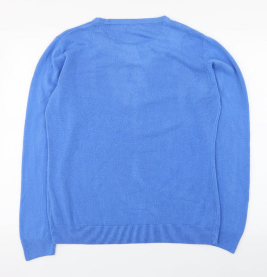 Paramour Womens Blue Round Neck Acrylic Pullover Jumper Size L
