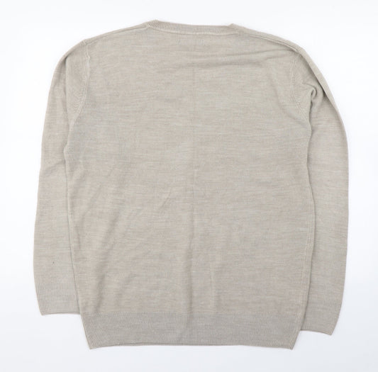 Matalan Mens Beige V-Neck Acrylic Pullover Jumper Size L