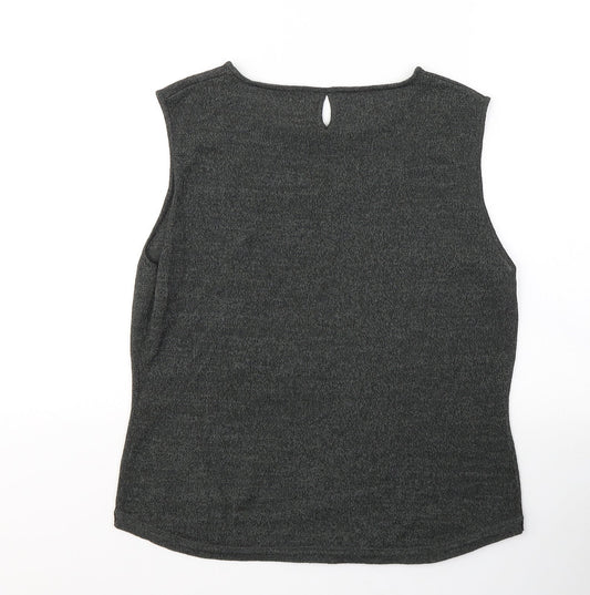 Planet Womens Black Polyester Basic Tank Size M Round Neck