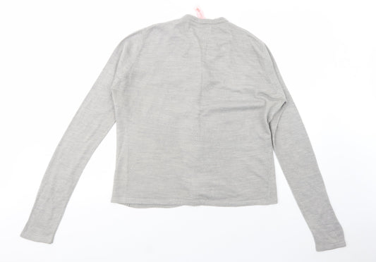 MF Couture Womens Grey Crew Neck Acrylic Cardigan Jumper Size 16