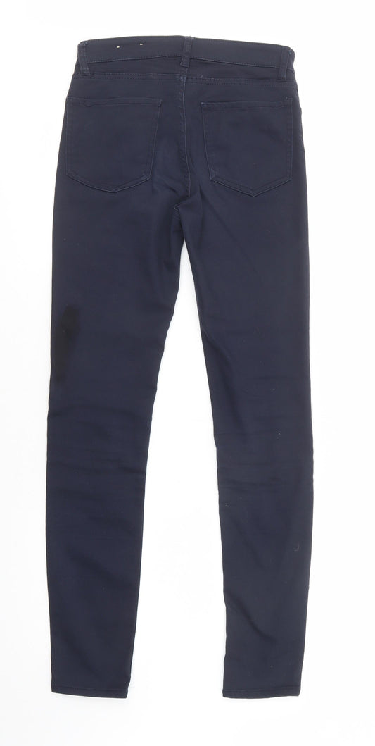 H&M Womens Blue Cotton Skinny Jeans Size 8 L32 in Regular Button